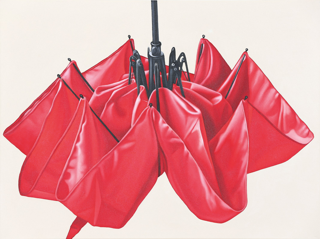 Günter Beier: roter Regenschirm