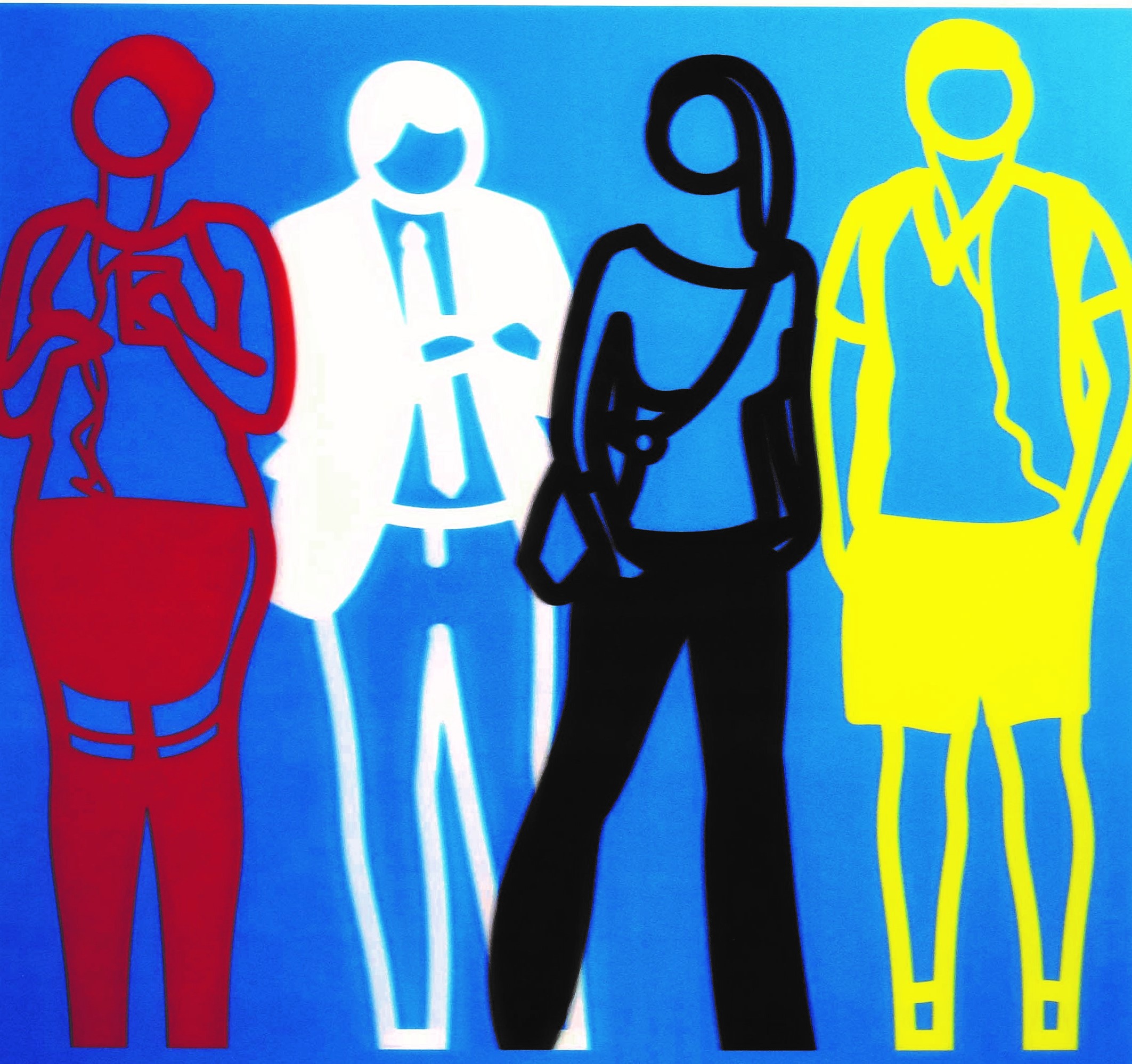 Doppelklick öffnet Großansicht Julian Opie: Standing people (red white black yellow)