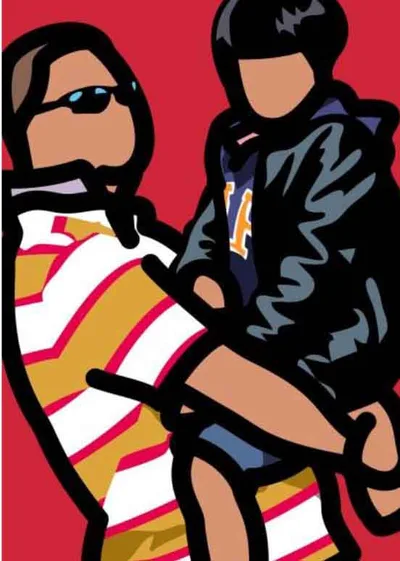 Julian Opie: tourist with child