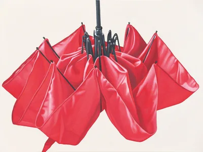 Günter Beier: roter Regenschirm
