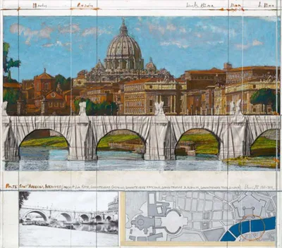 Christo and Jeanne-Claude: Ponte San Angelo, Wrapped, Project für Rome
