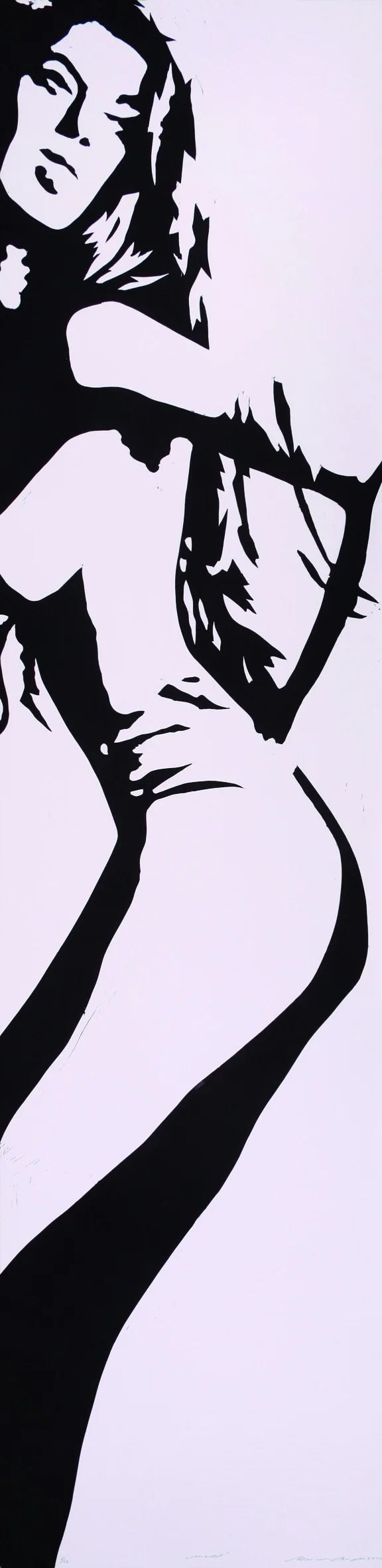 Linolschnitt: Model (schwarz)