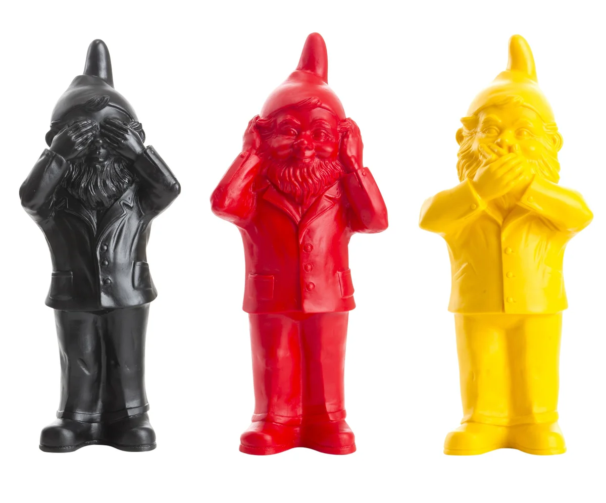 Klick für Großansicht Geheimnisträger Set (nichts hören, nicht sehen, nichts reden) schwarz, rot, gelb